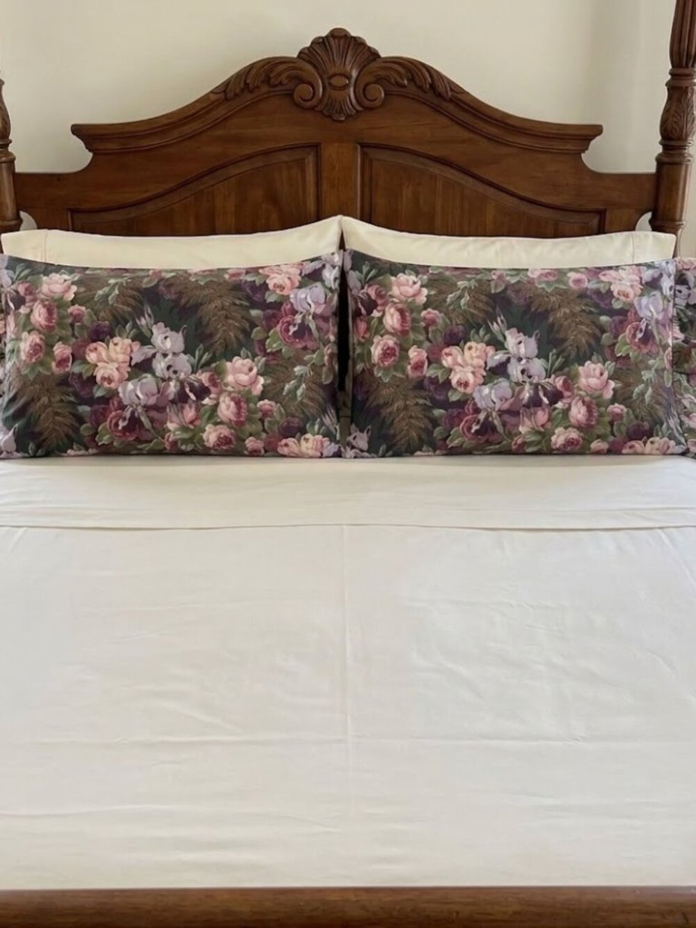 Vintage Atelier Martex KING Pillowcases Pink Purple Floral Pair Set of 2 NEW 90s